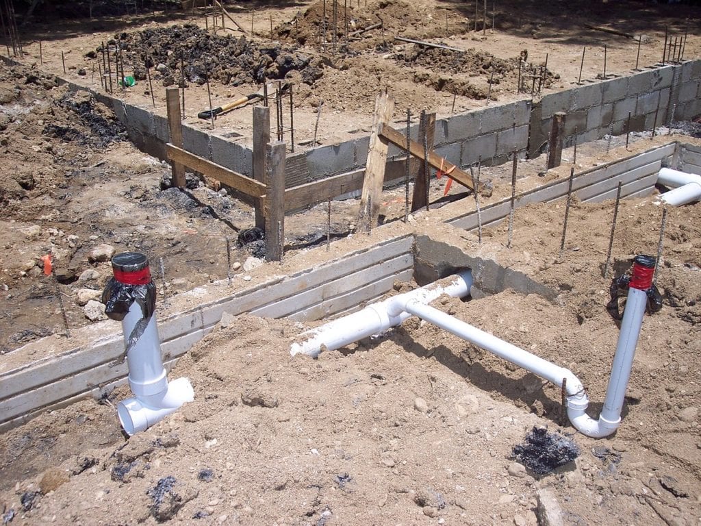 Plumbing cement foundation